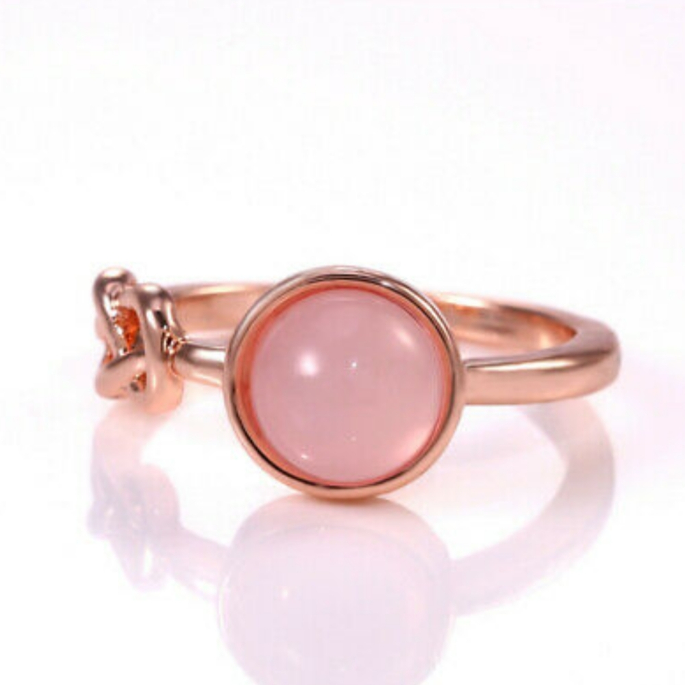 Christmas Sale!! Rose Gold Dainty Hibiscus Moonstone Infinity Ring Sizes 6, 7, 8 - Picture 4 of 5